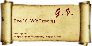 Greff Vázsony névjegykártya